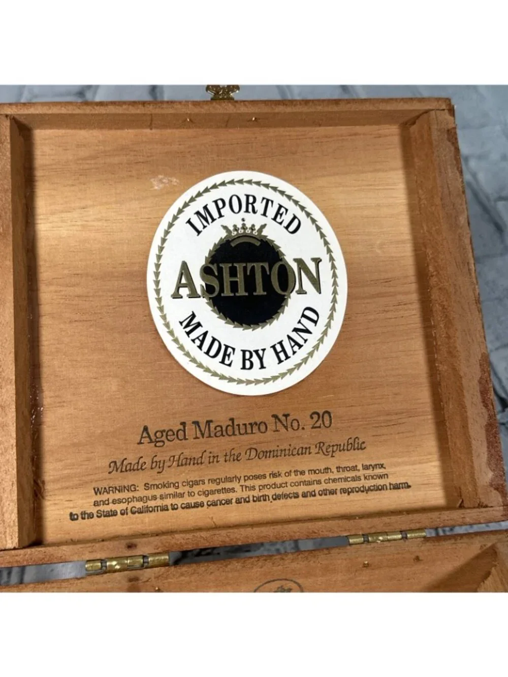Lot Of 2 Empty Wooden Cigar Box Ashton Aged Maduro No. 20 6.75”x 6”x 2.5”